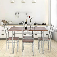 5 Piece Dining Table Set Wood Metal