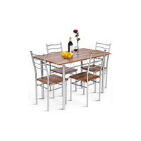 5 Piece Dining Table Set Wood Metal