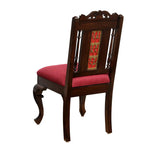 6 Seater Wooden Dining Table Set with Chairs | Solid Wood Dining Table with Glass Top & Upholstered Chairs