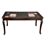 6 Seater Wooden Dining Table Set with Chairs | Solid Wood Dining Table with Glass Top & Upholstered Chairs