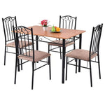 5 Piece Dining Set Wood Metal Table and 4 Chairs Kitchen Breakfast Furniture
