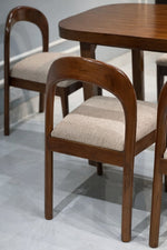 Modern Wooden 4-Seater Dining Table Set with Cushioned Chairs | Elegant Home Dining Furniture