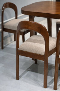 Modern Wooden 4-Seater Dining Table Set with Cushioned Chairs | Elegant Home Dining Furniture