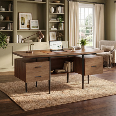 Luxury Arts 70.9" Modern Executive Desk Wooden Computer Desk with 3 Drawers for Home Office