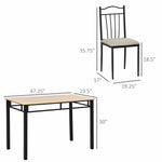 5 Piece Dining Set 1 Table 4 Chairs for Home Kitchen with Padded Seat, Metal Frame