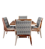 Sheesham Wood 4 Seater Dining Set in Vintage White & Teak Finish