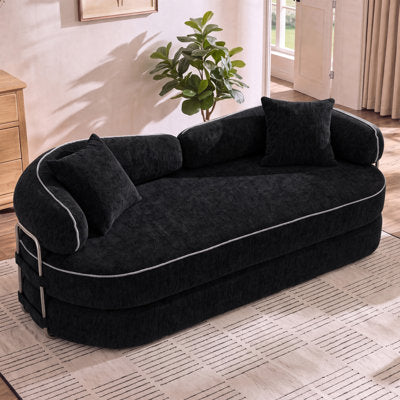 Luxury Arts 79.5" Convertible Boneless Sofa Bed, Modern Curved Couch For Living Room, Small Space in Black