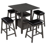 5-Pieces Counter Height Wood Kitchen Dining Table Set