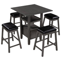 5-Pieces Counter Height Wood Kitchen Dining Table Set