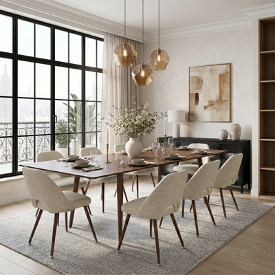 9-Piece Extendable Dining Table Set with Upholstered Side Chairs - Luxury Arts dining set