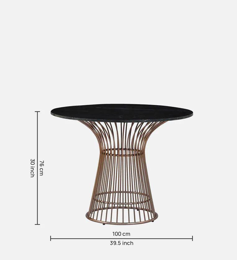 Metallic 4 Seater Dining Set In Rose Gold Base With Marble Top