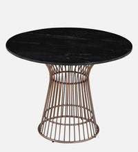 Metallic 4 Seater Dining Set In Rose Gold Base With Marble Top
