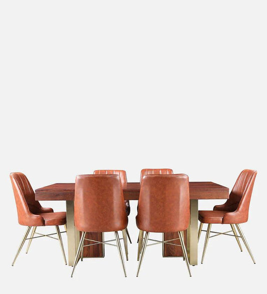 Sheesham Wood 6 Seater Dining Set In Walnut Colour
