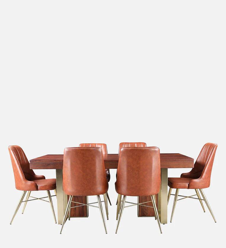 Sheesham Wood 6 Seater Dining Set In Walnut Colour