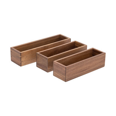 Acacia Wood Box Drawer Organizer 9-Piece Set