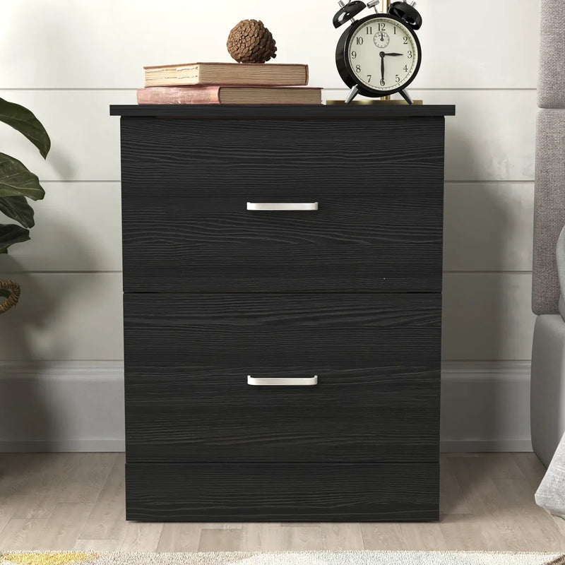 Contemporary 23.6" 2-Drawer Nightstand with Metal Handles