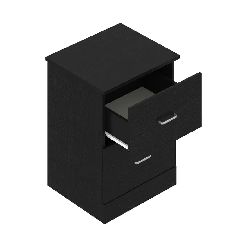 Contemporary 23.6" 2-Drawer Nightstand with Metal Handles