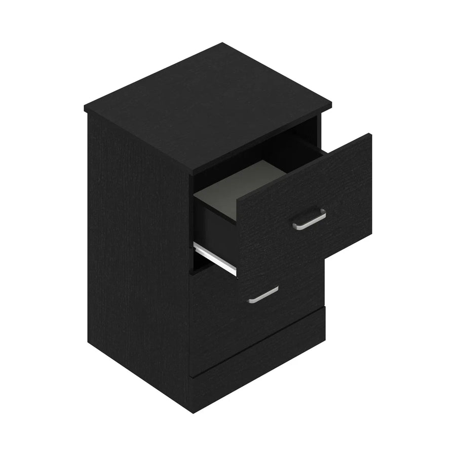 Contemporary 23.6" 2-Drawer Nightstand with Metal Handles