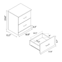 Contemporary 23.6" 2-Drawer Nightstand with Metal Handles