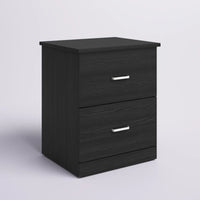 Contemporary 23.6" 2-Drawer Nightstand with Metal Handles