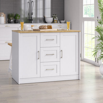 Allycia 45.5'' W Solid and Manufactured Wood Kitchen Island with Butcher Block Top