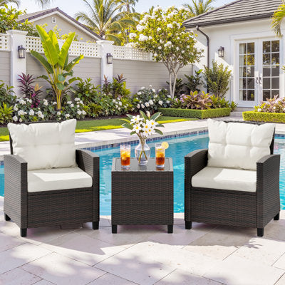 Arlayne 2-Person Outdoor Patio Seating Group with Cushions