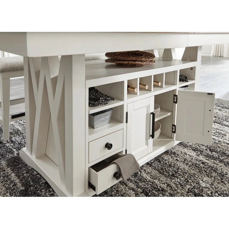 6 Seater Dining Set with Self-Storing Butterfly Leaf & Versatile Storage