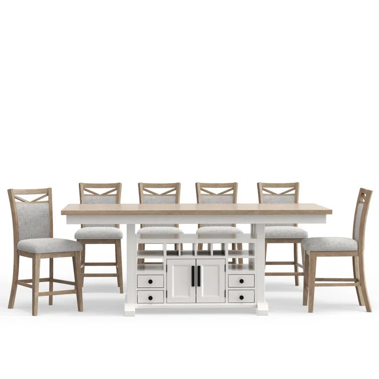6 Seater Dining Set with Self-Storing Butterfly Leaf & Versatile Storage