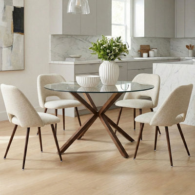 Aunnika 5-Piece Round Dining Set with Tempered Glass Table - Luxury Arts dining set