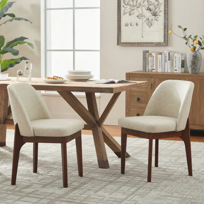 Bason Faux Leather Upholstered Dining Chairs (Set of 2) in Beige - Luxury Arts dining chair