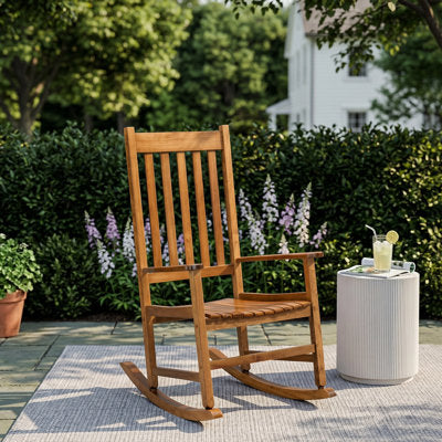 Solid Poplar Wood Outdoor Rocking Chair