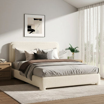 Bensu Boucle Upholstered Platform Bed (Queen) - Luxury Arts