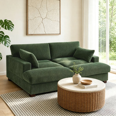 Bentura Modular Corduroy Sleeper Sofa in Green Performance Corduroy - Luxury Arts sofa
