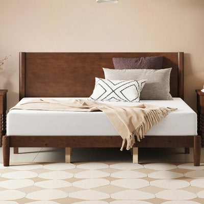 Bilal Mid-Century Solid Wood Platform Bed Frame in a bedroom setting
