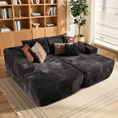 Luxury Arts 74.8" Modular Corduroy Sectional Sofa with Chaise