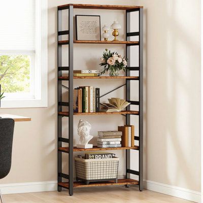 Bookshelf, 31.5In Wide Shelf 6 Tier Bookcase, 70Lbs/Shelf Industrial Bookshelves - Wide Shelf