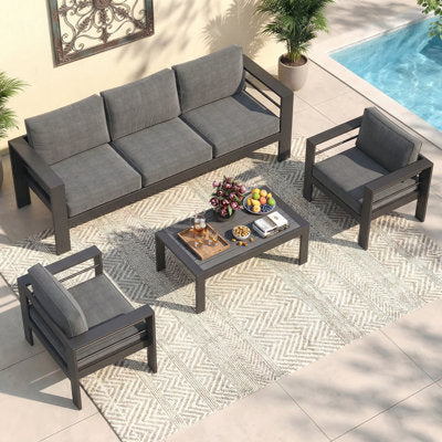 Brandtley 5-Person All Aluminum Outdoor Seating Group With Cushions