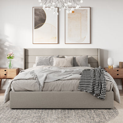 Braya Hydraulic Lift-Up Storage Upholstered Platform Bed in a bedroom setting