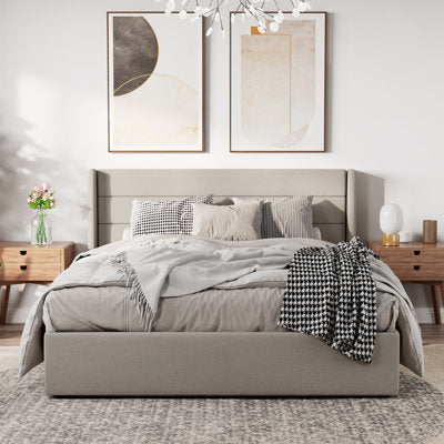 Braya Hydraulic Lift-Up Storage Upholstered Platform Bed (Queen) in a bedroom setting