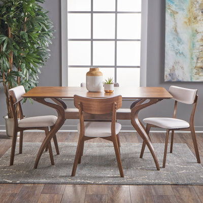 Bryona 59" 4-Person Wood Trestle Dining Set with Upholstered Chairs - Luxury Arts dining set