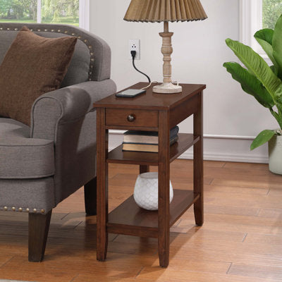 Carbin 24" H 1-Drawer End Table with Built-In Outlets