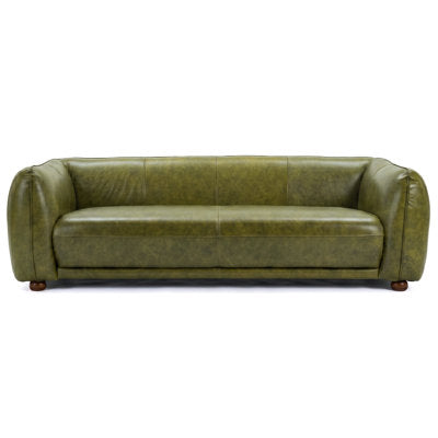 Carlyle Eichhorn 87" Mid-Century Modern Luxury Leather Sofa in Green Genuine Leather