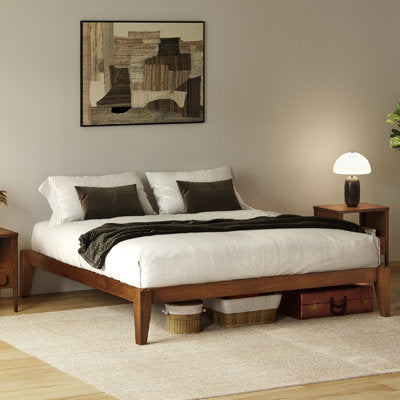 Carruthers Joinery Solid Wood Platform Bed (Walnut) in a bedroom setting