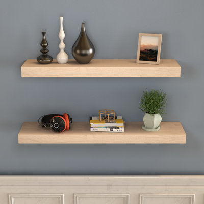 Chalissa 2 Piece Solid Wood Floating Shelf - Floating Shelf