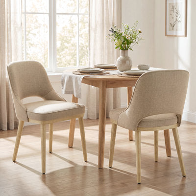 Chenille Upholstered Dining Chair With Solid Wood Legs in Camel - Luxury Arts dining chair