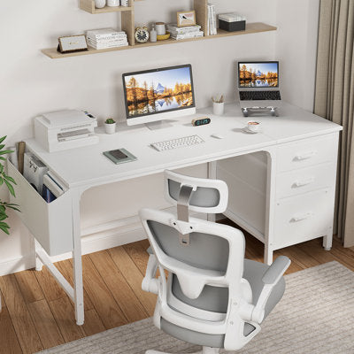Luxury Arts Computer Desk With Drawers Rectangular Desk in White