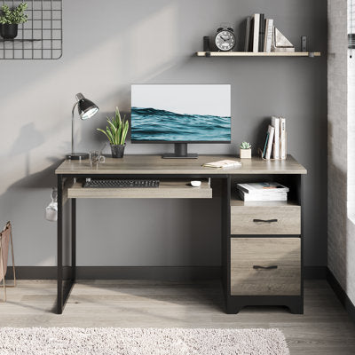 Luxury Arts Daylon 48" W Manufactured Wood Desk with Keyboard Tray and Filing Drawer