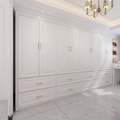 Descoteaux 126" Freestanding Wardrobe Armoire, 8 Doors & 8 Drawers