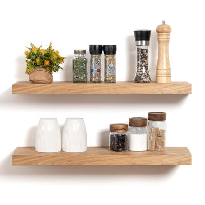 Desseray Set of 2 Reclaimed Elm Floating Shelves - Floating Shelves