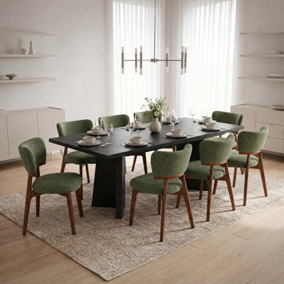 Duggan Rectangle Extendable Dining Table Set For 8, Modern Wood Grain Dining Room Set With Upholstered Dining Chairs - Luxury Arts dining set